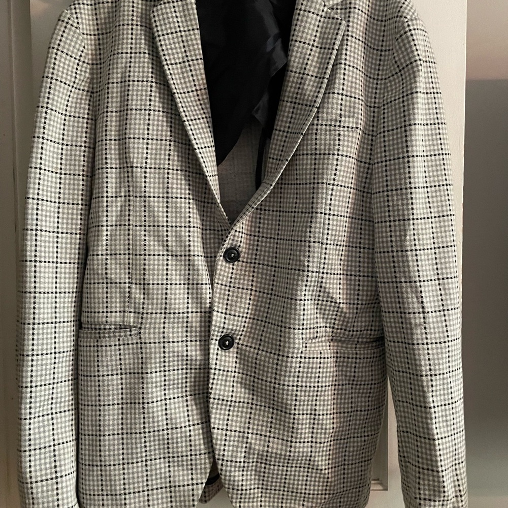 Zara Monochrome Checkered Suit Jacket